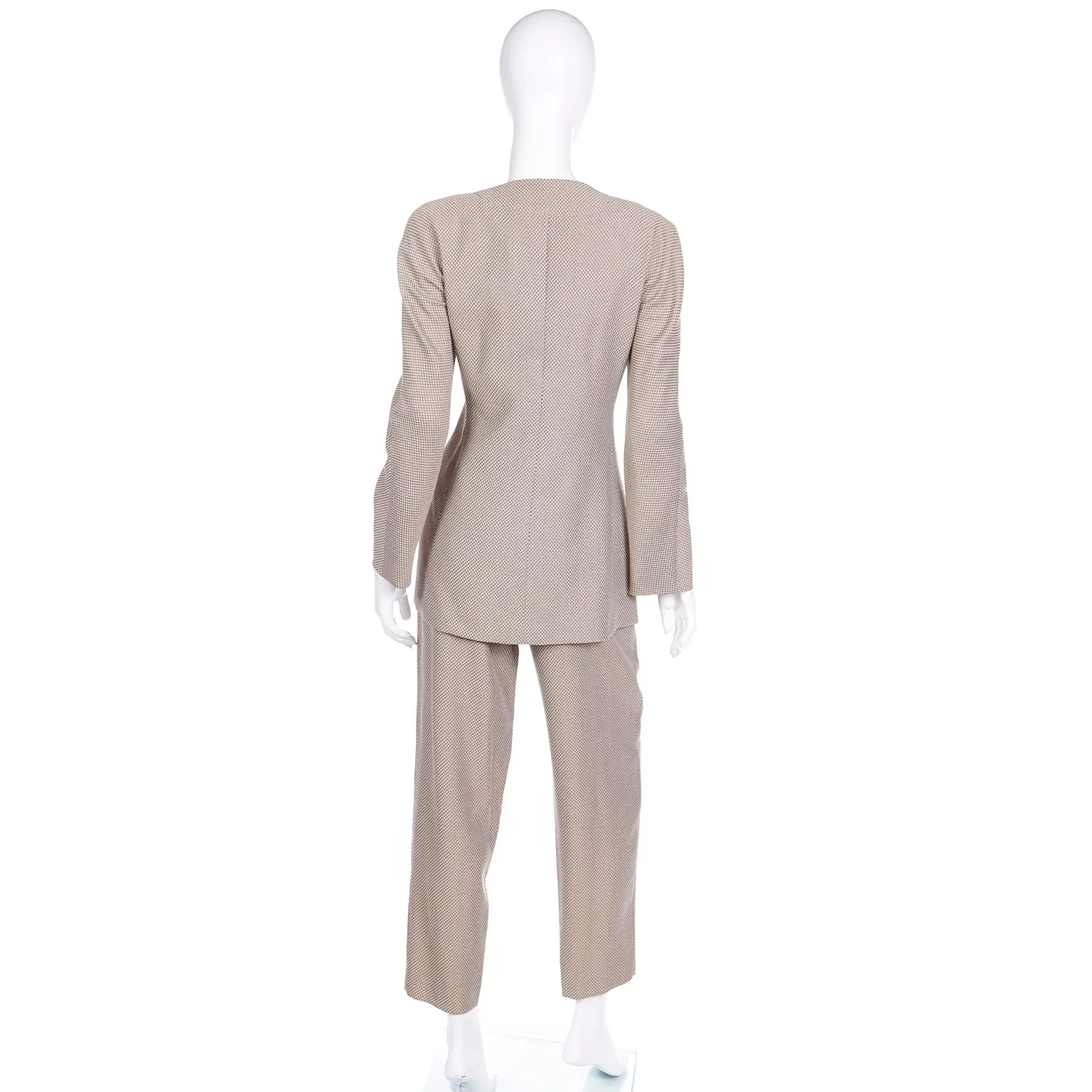 1980s Giorgio Armani Brown & Grey Check Jacket & Trouser Suit