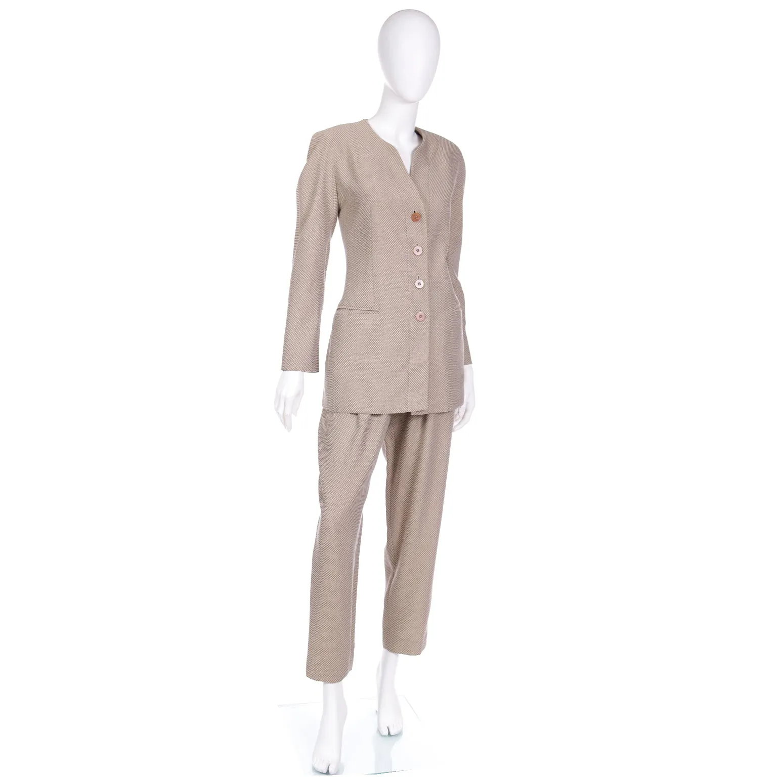 1980s Giorgio Armani Brown & Grey Check Jacket & Trouser Suit