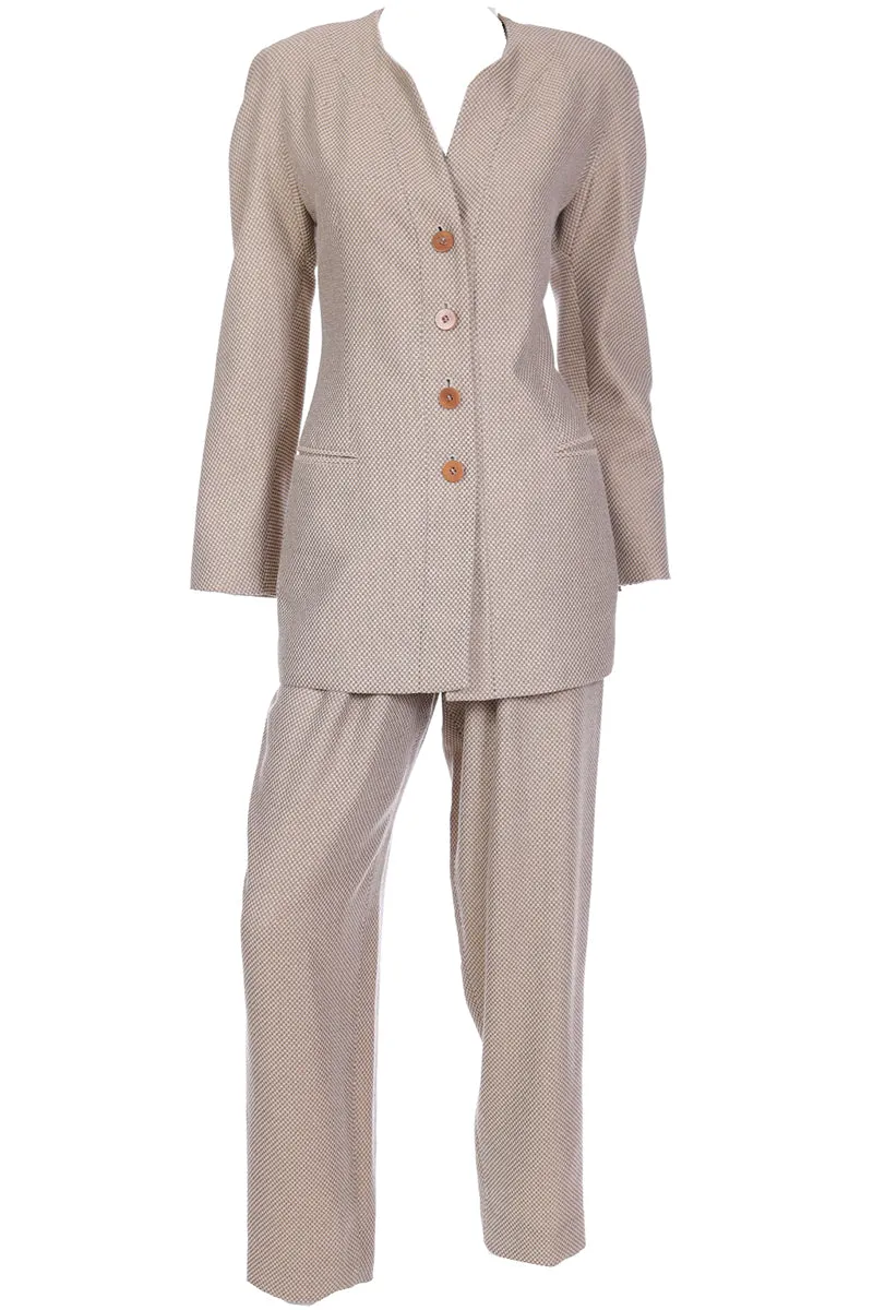 1980s Giorgio Armani Brown & Grey Check Jacket & Trouser Suit