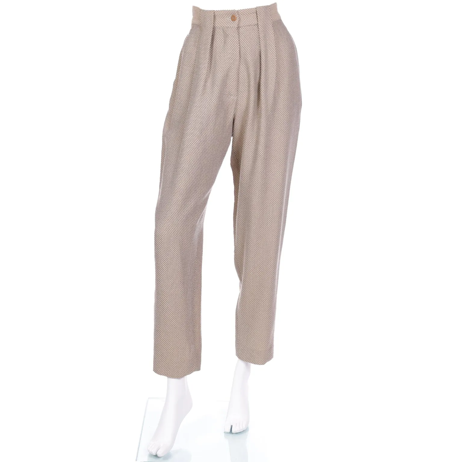 1980s Giorgio Armani Brown & Grey Check Jacket & Trouser Suit