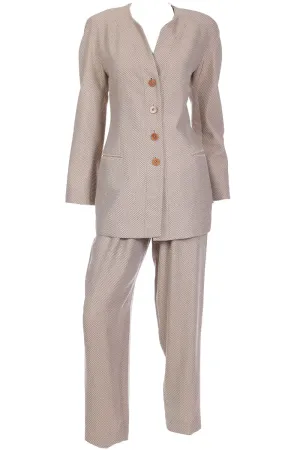 1980s Giorgio Armani Brown & Grey Check Jacket & Trouser Suit