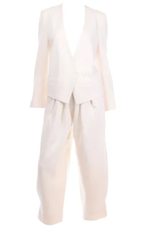 1980s Sonia Rykiel Vintage Cream Pants & Jacket Suit