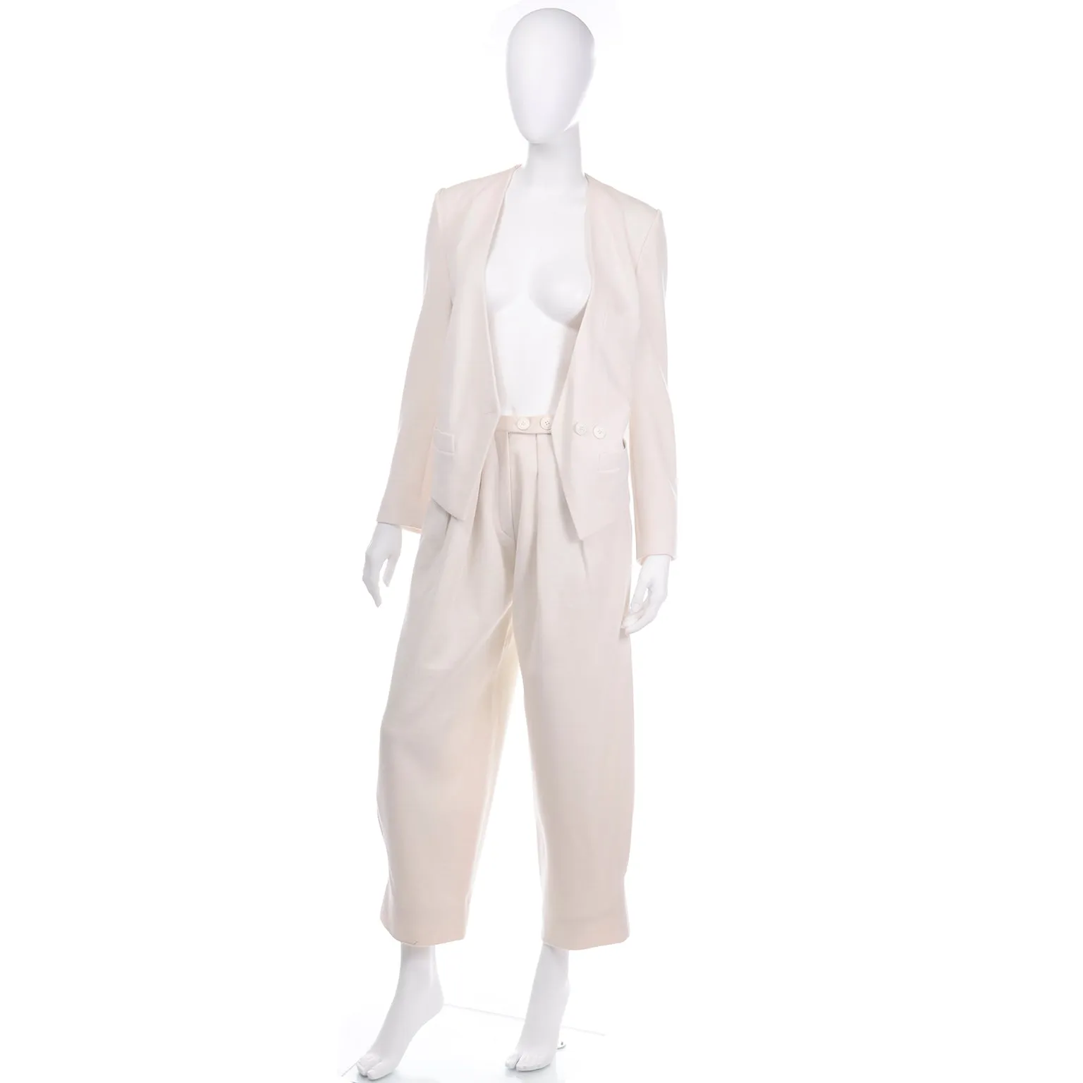 1980s Sonia Rykiel Vintage Cream Pants & Jacket Suit