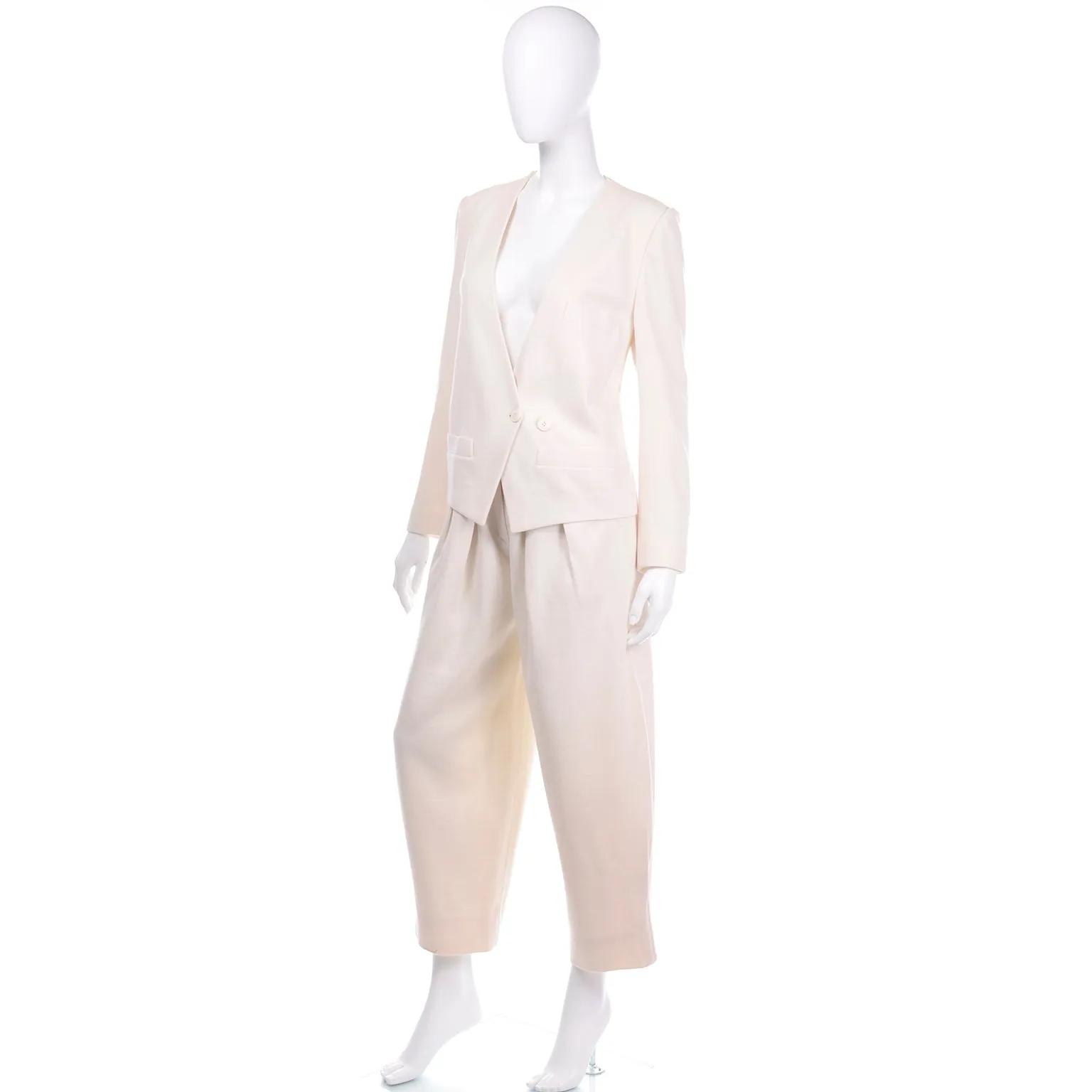 1980s Sonia Rykiel Vintage Cream Pants & Jacket Suit