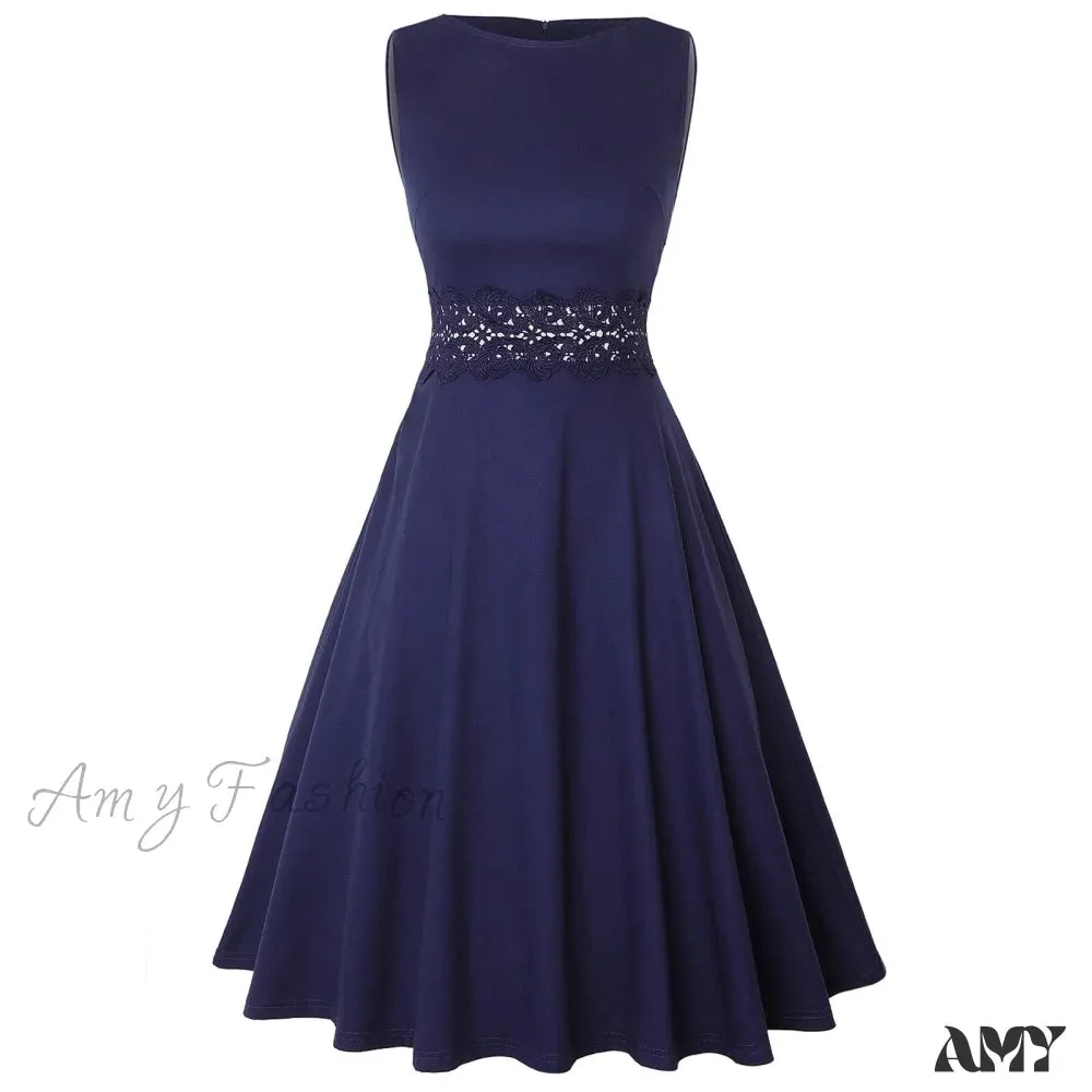 Amy Fashion - Sleeveless A-Line Party Wedding Guest Cocktail Swing Dress