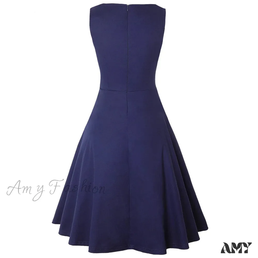 Amy Fashion - Sleeveless A-Line Party Wedding Guest Cocktail Swing Dress