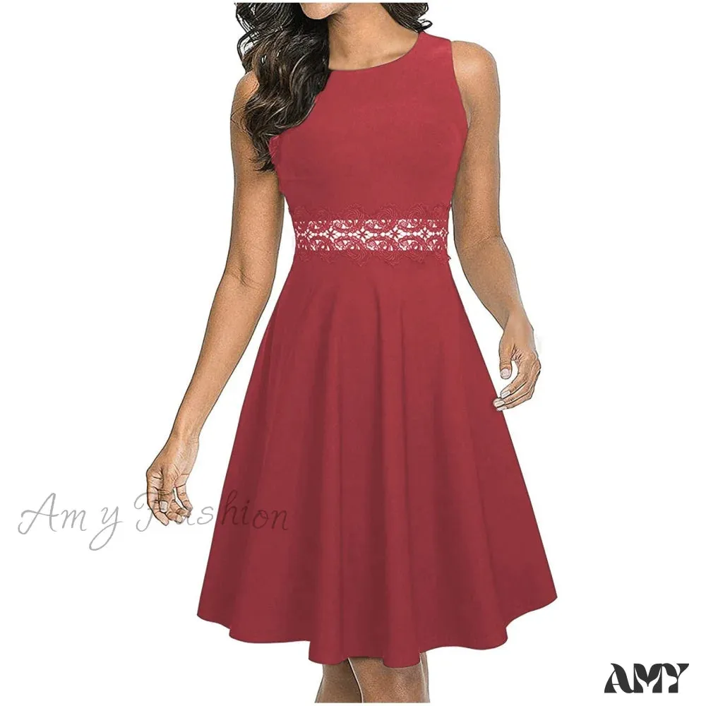 Amy Fashion - Sleeveless A-Line Party Wedding Guest Cocktail Swing Dress