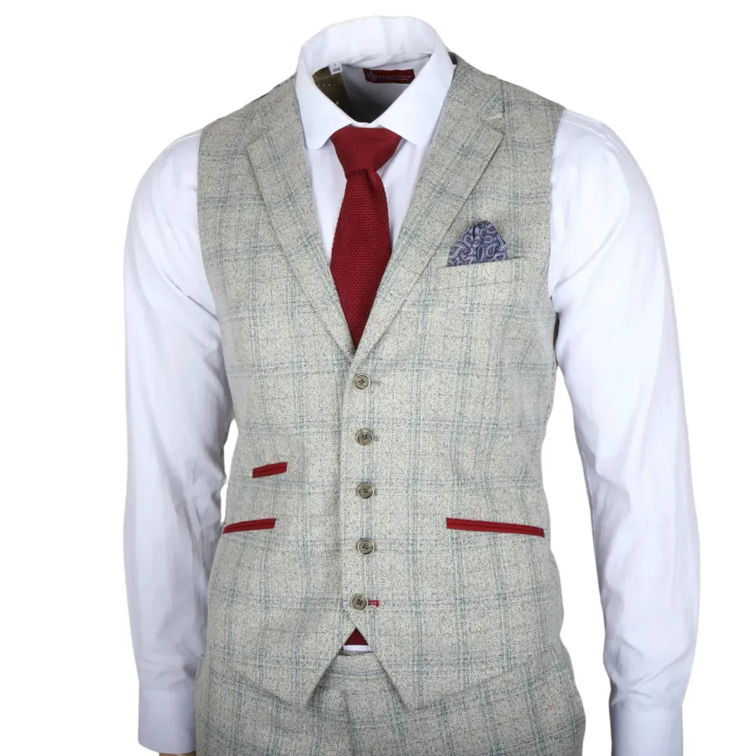 Andrew - Men's 3 Piece Grey Checked Slim Fit Suit