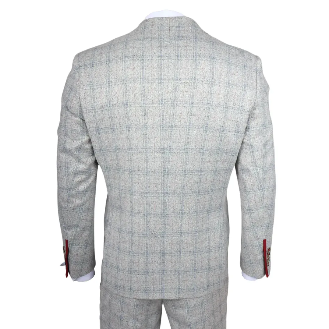 Andrew - Men's 3 Piece Grey Checked Slim Fit Suit