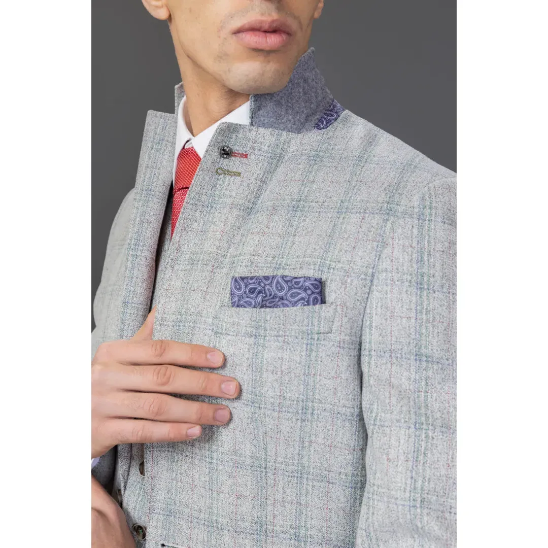 Andrew - Men's 3 Piece Grey Checked Slim Fit Suit