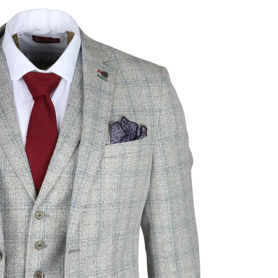 Andrew - Men's 3 Piece Grey Checked Slim Fit Suit
