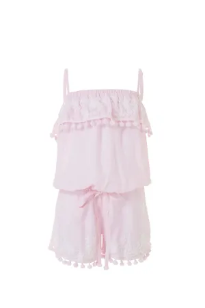 Baby Eisha Blush/White Embroidered Playsuit