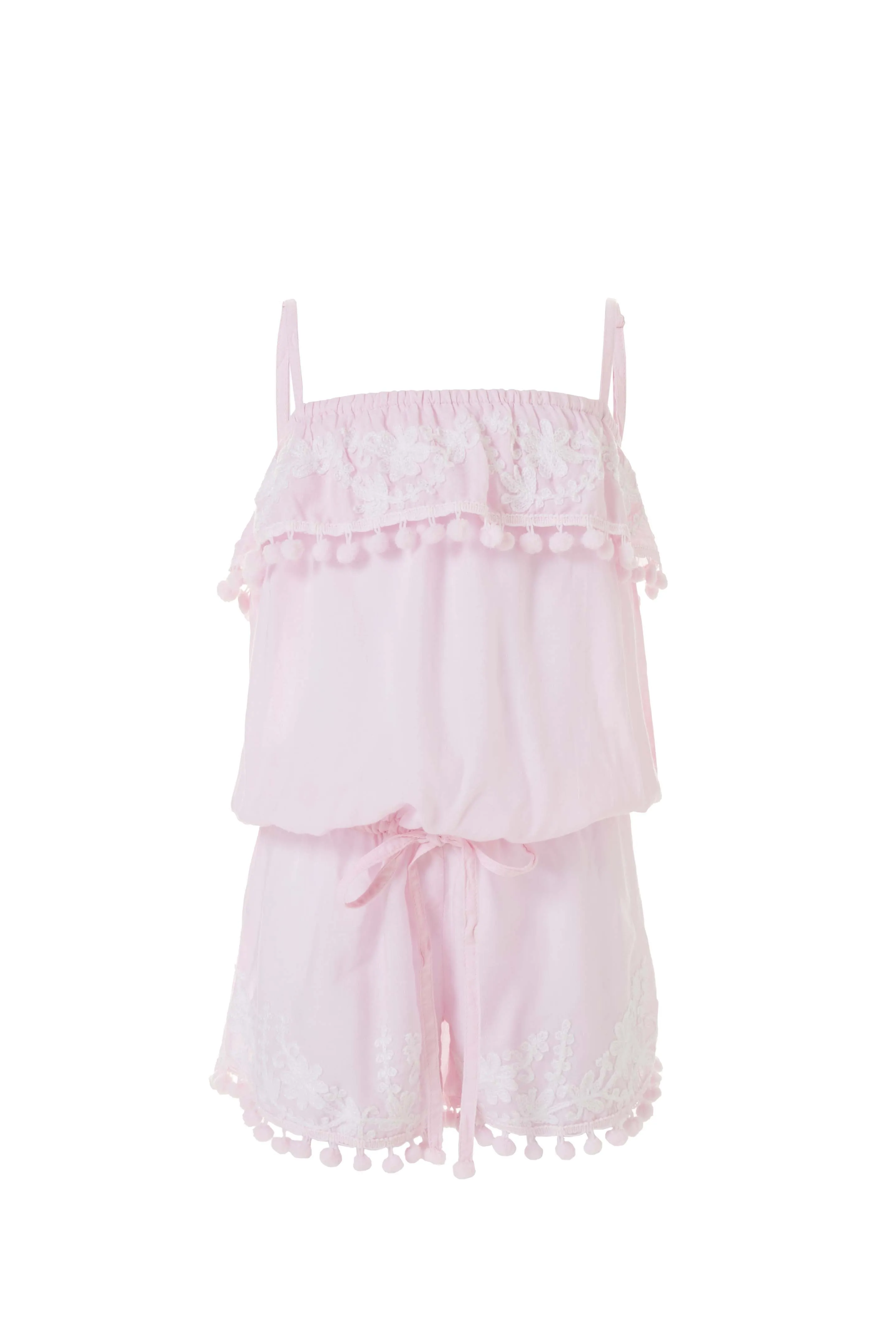 Baby Eisha Blush/White Embroidered Playsuit