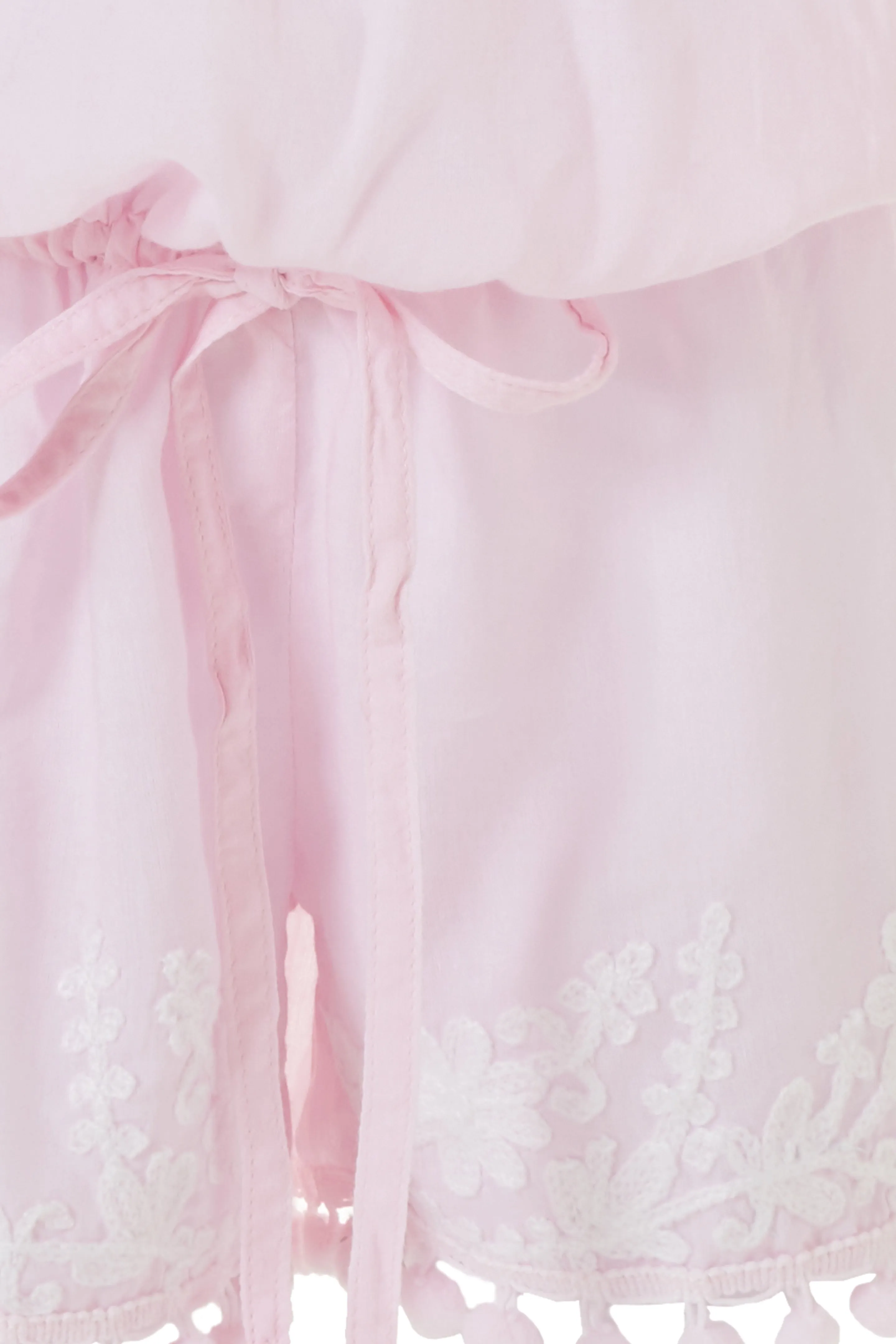 Baby Eisha Blush/White Embroidered Playsuit