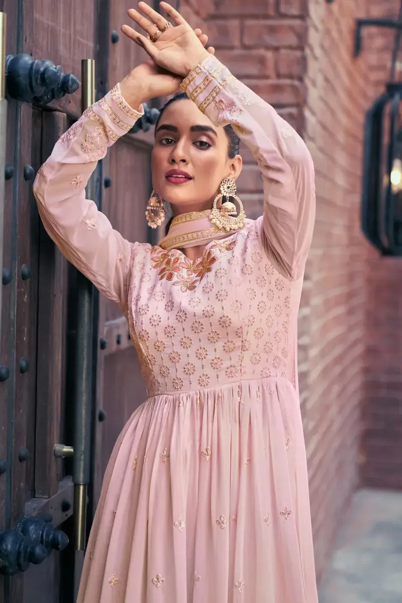 Baby Pink Colour Georgette Sharara Suit