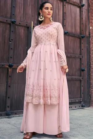 Baby Pink Colour Georgette Sharara Suit