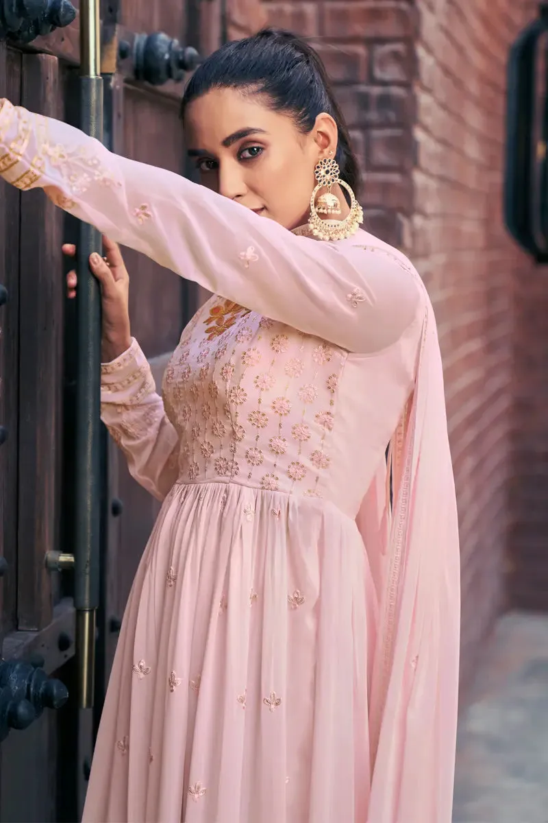 Baby Pink Colour Georgette Sharara Suit
