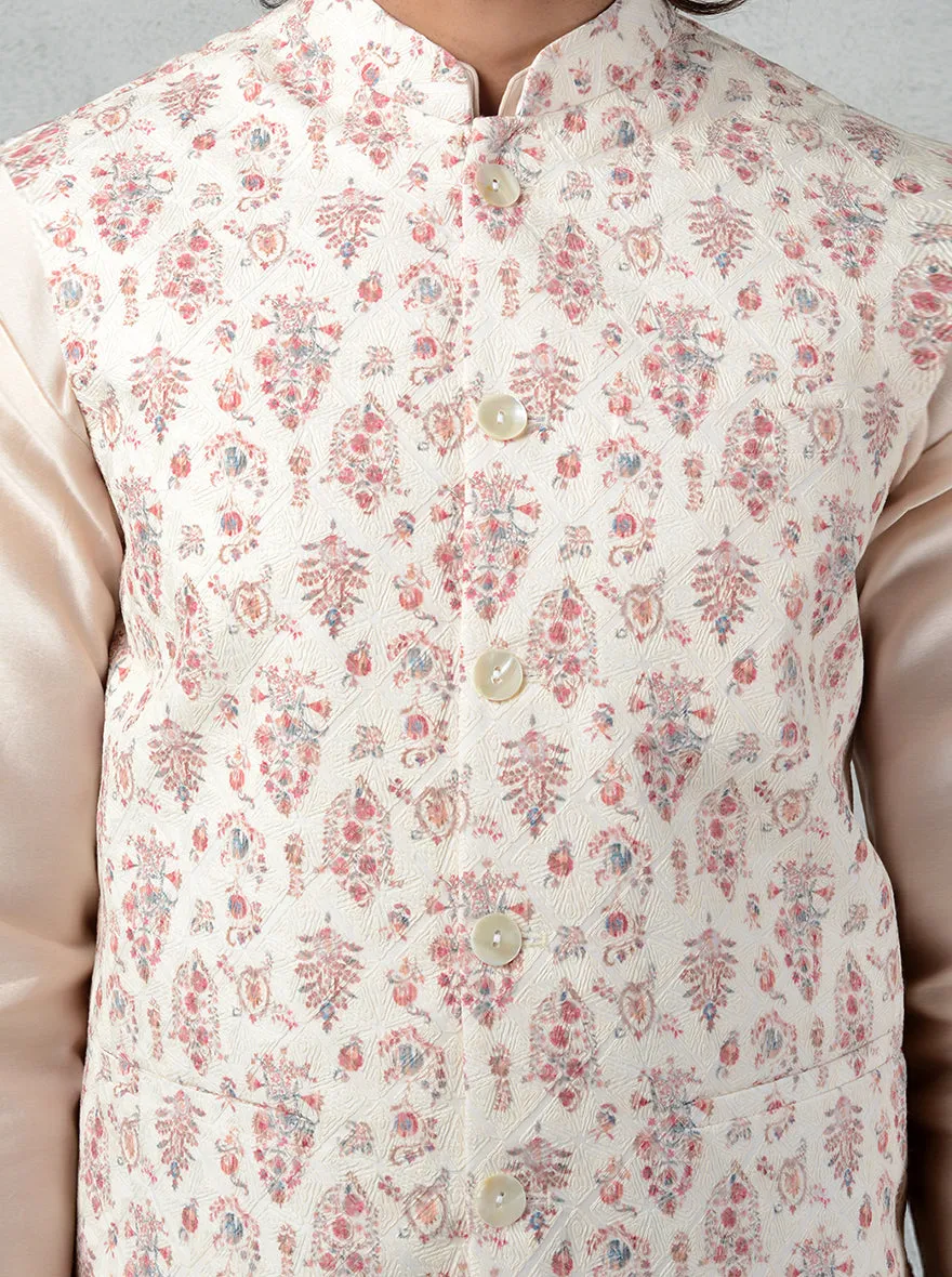 Beige & Pink Bandhgala Jacket | Azania