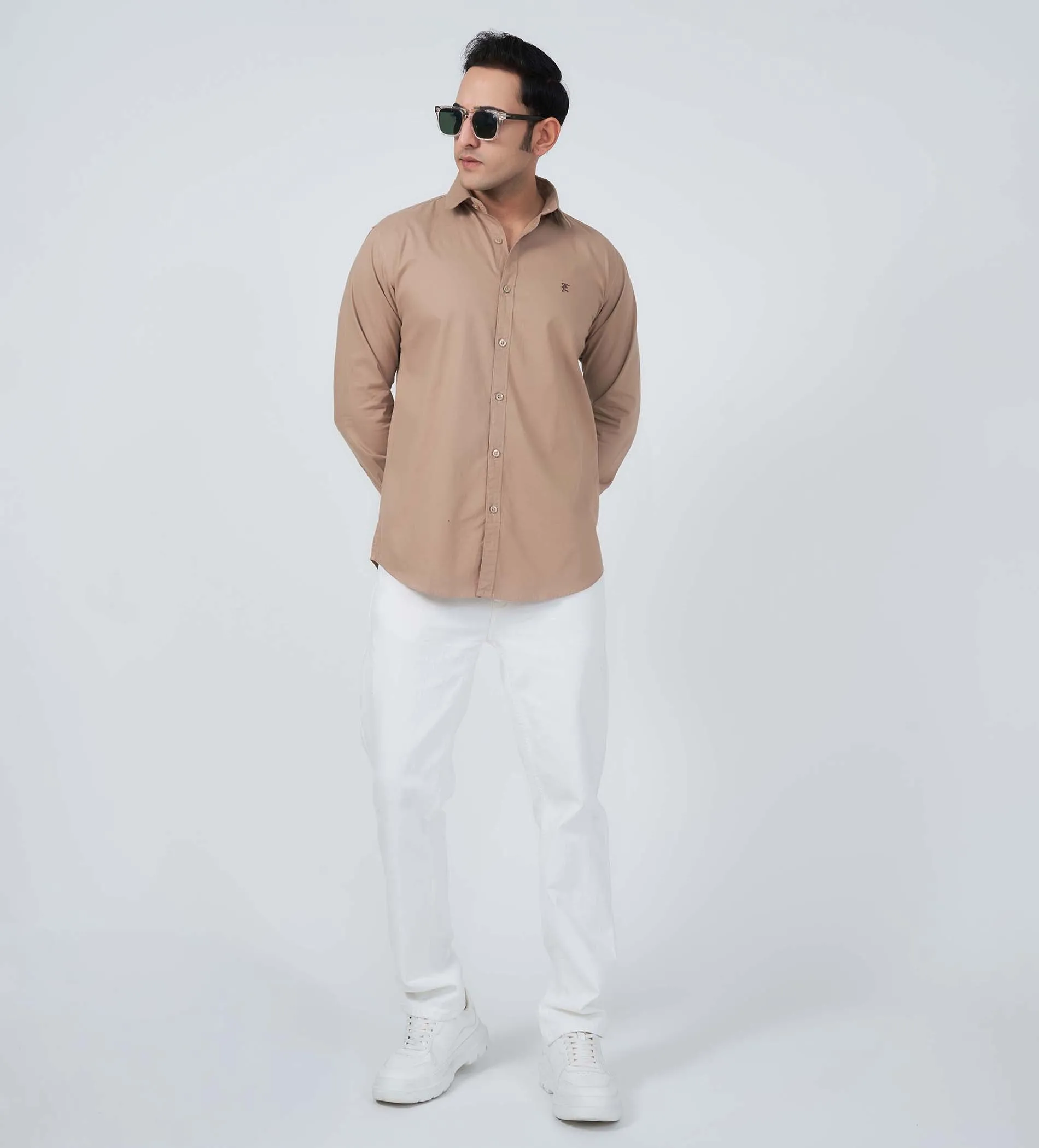 Beige Classic Comfort Oxford Shirt