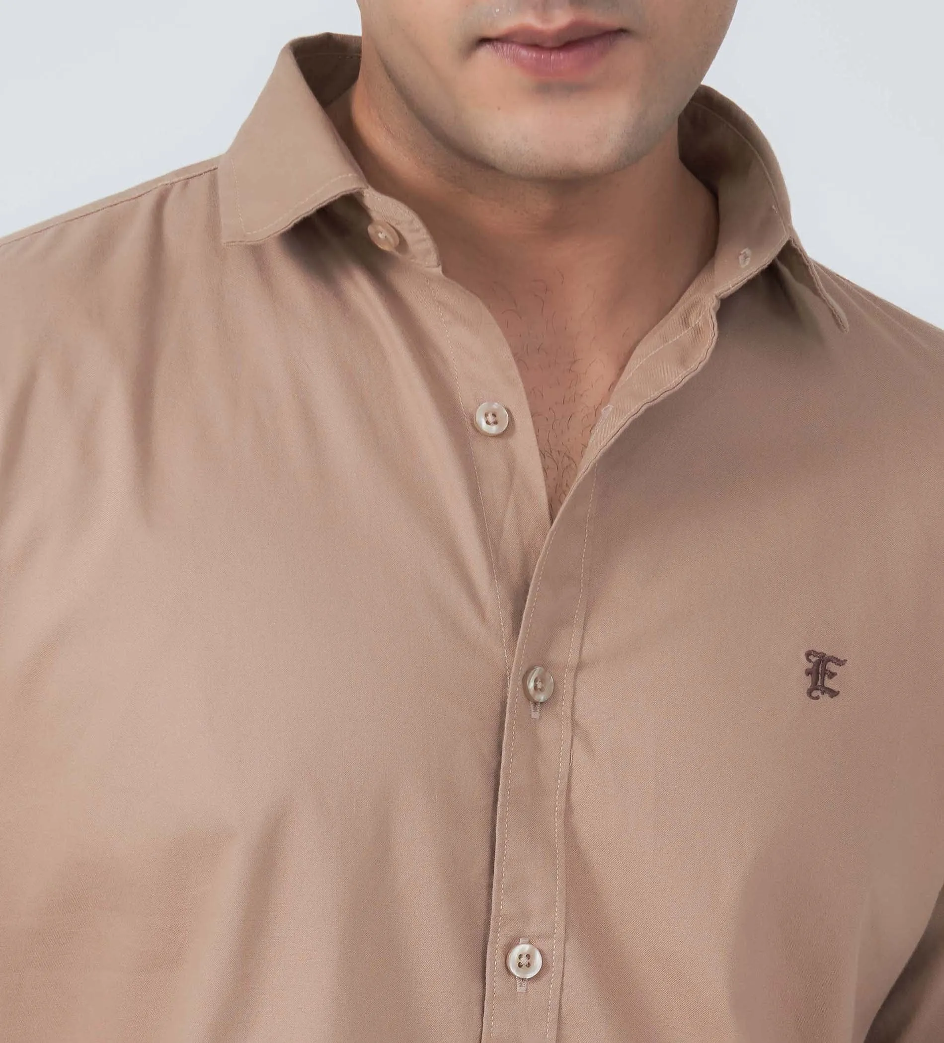 Beige Classic Comfort Oxford Shirt