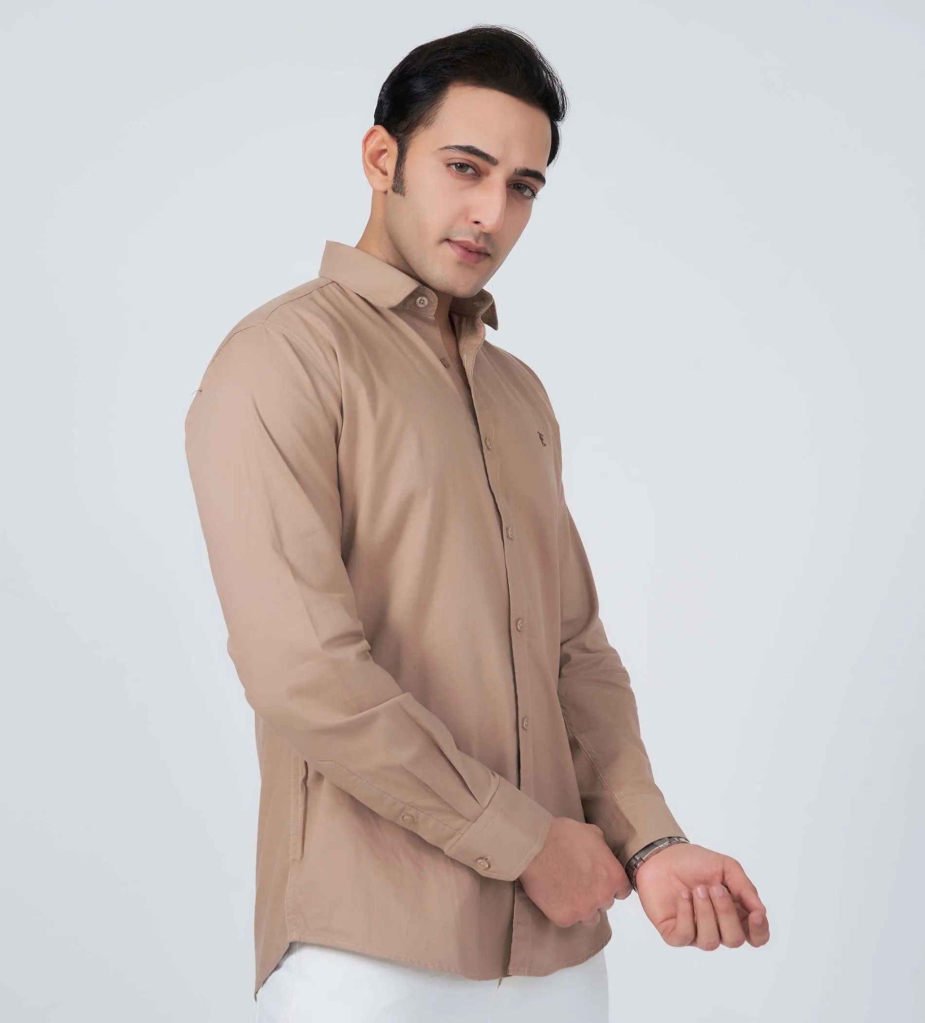 Beige Classic Comfort Oxford Shirt
