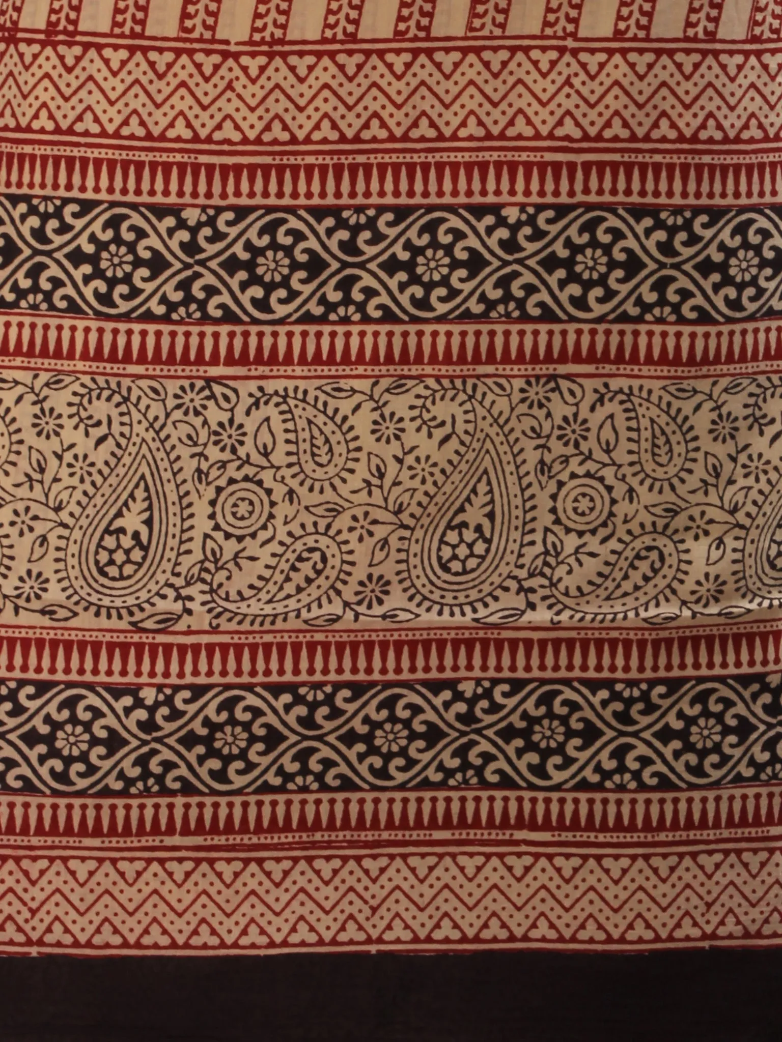 Beige Rust Black Bagh Hand Block Printed Cotton Suit-Salwar Fabric With Cotton Dupatta (Set of 3) - SU01HB419