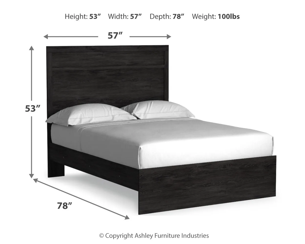 Belachime Full Panel Bed with Mirrored Dresser and Chest in Charcoal