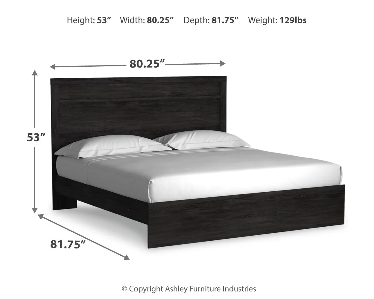 Belachime King Panel Bed with Mirrored Dresser and Chest in Charcoal
