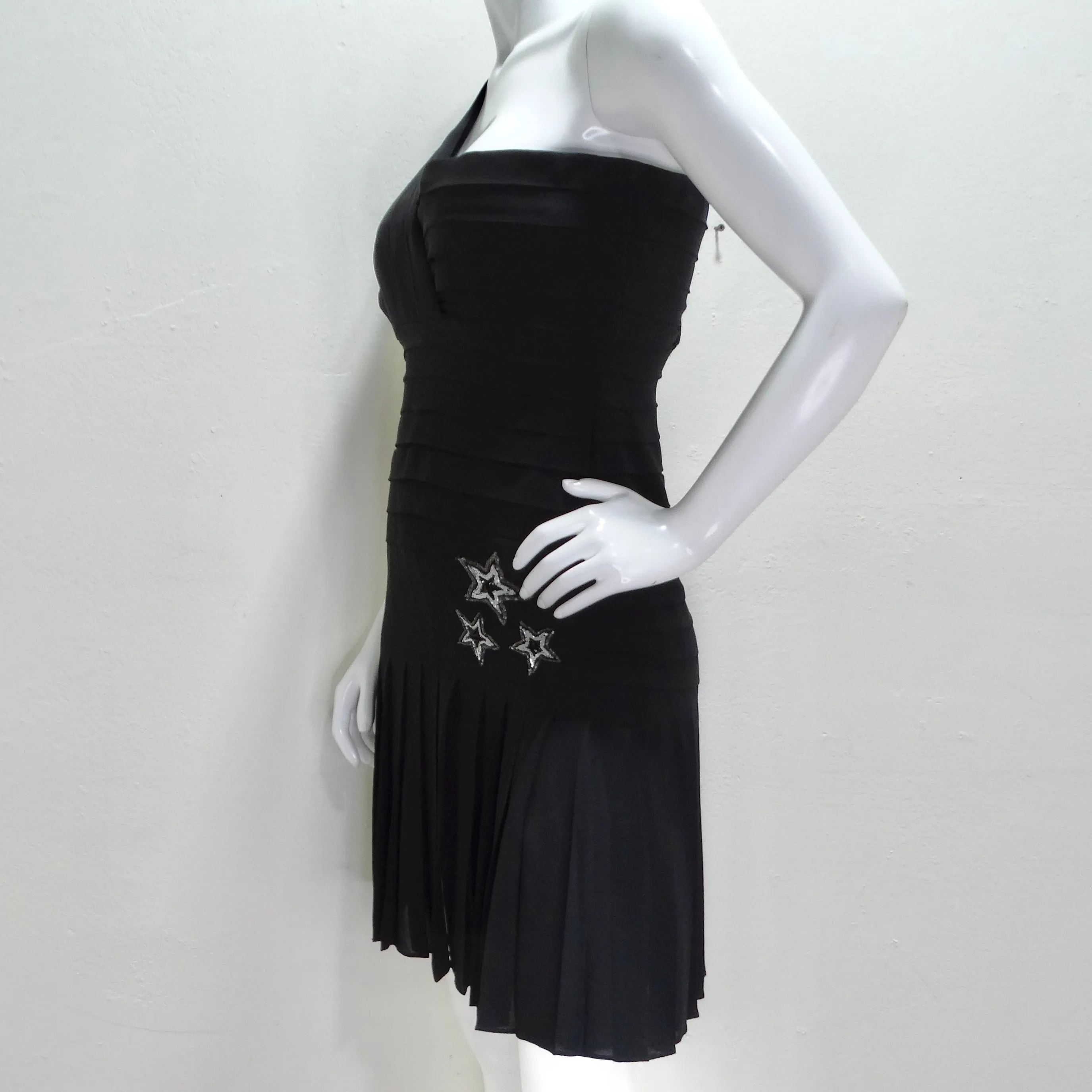 Bernard Perris 1980s Asymmetric Star Embroidered Dress