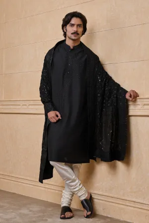 Black Georgette Embroidered Stole