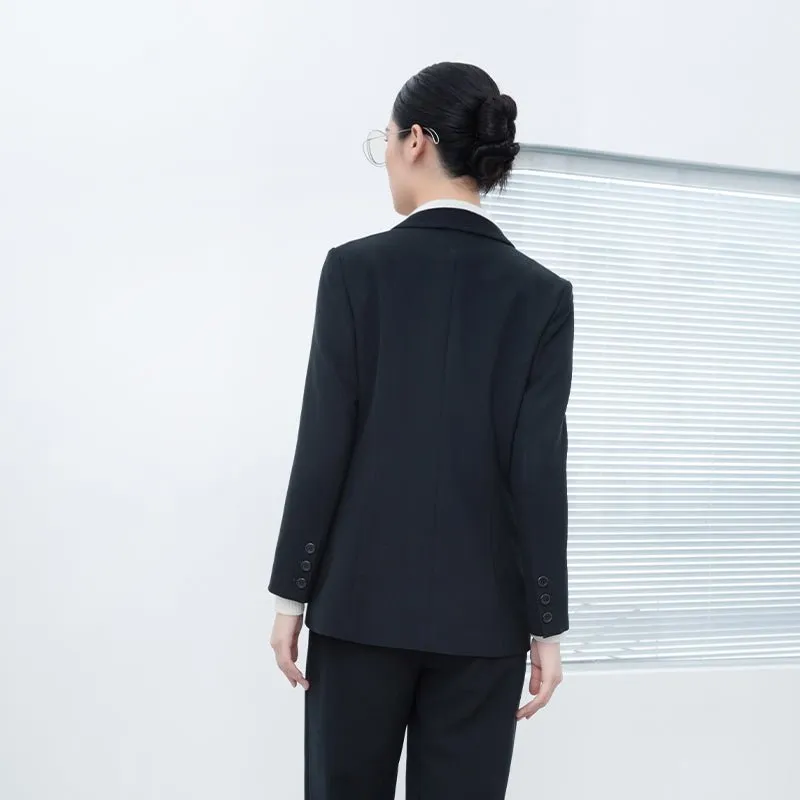 Black One Button Suit Blazer