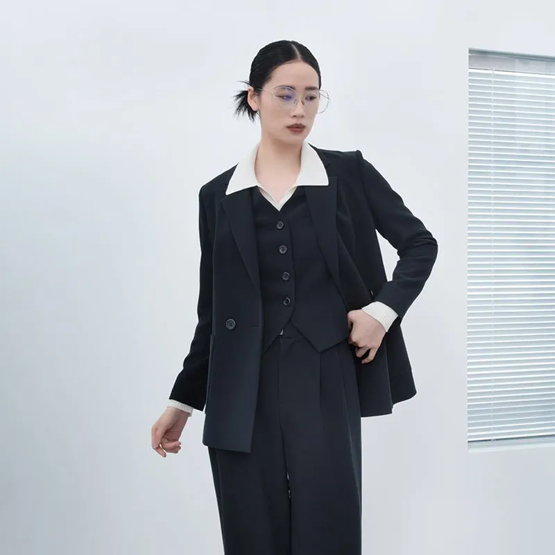 Black One Button Suit Blazer
