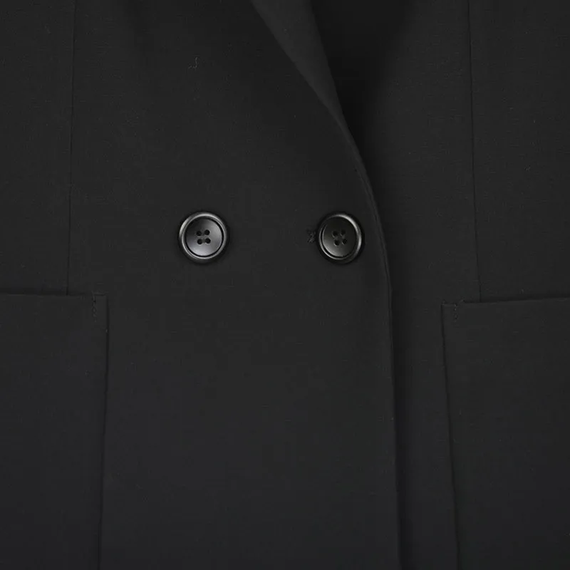 Black One Button Suit Blazer