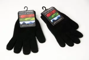 Black Plain Gloves Possum Merino Wool - NX100