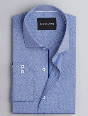 BLUE COTTON STRUCTURED BUSINESS FORMAL SHIRT