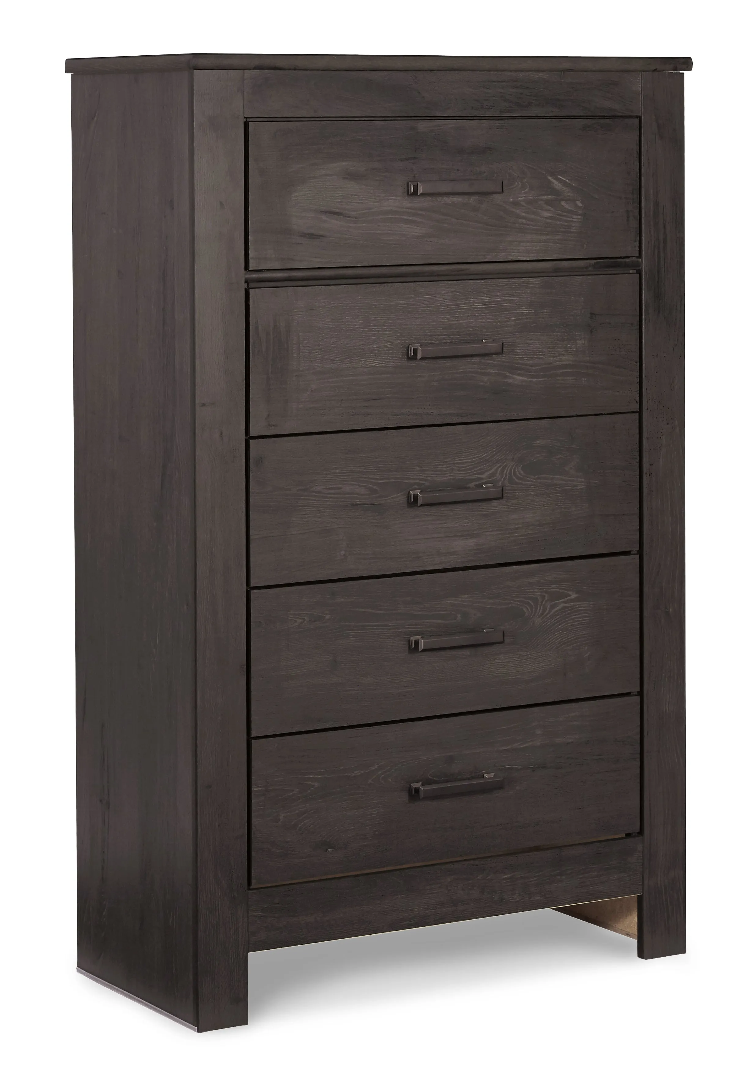 Brinxton Queen/Full Panel Headboard Bed with Mirrored Dresser, Chest and 2 Nightstands in Charcoal