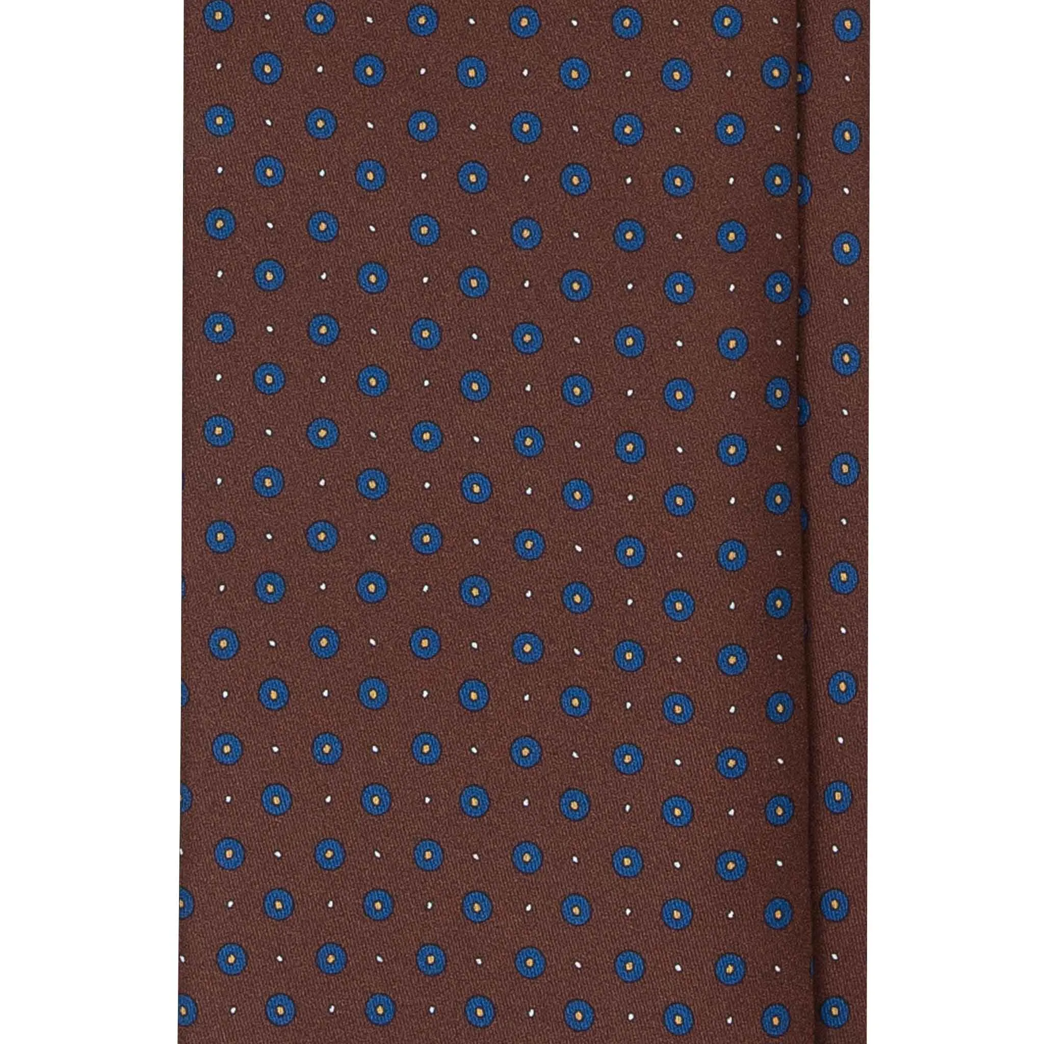 Brown Silk Tie with Small Blue Circles