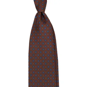 Brown Silk Tie with Small Blue Circles