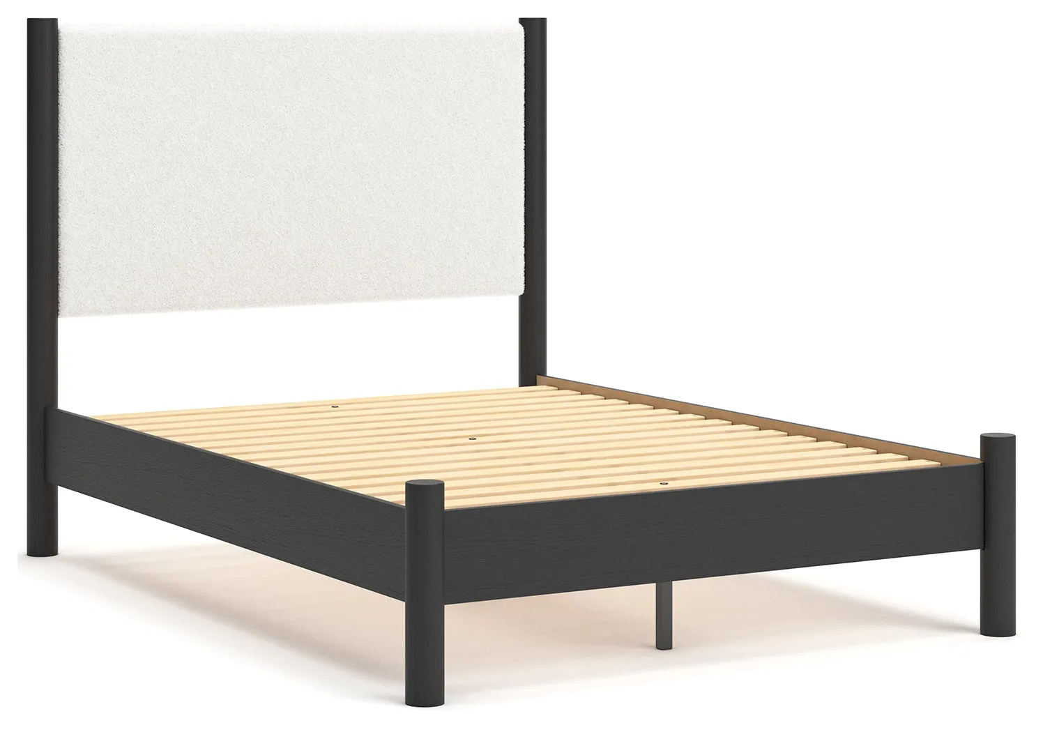 Cadmori Full Upholstered Panel Bed with Dresser in Black/White