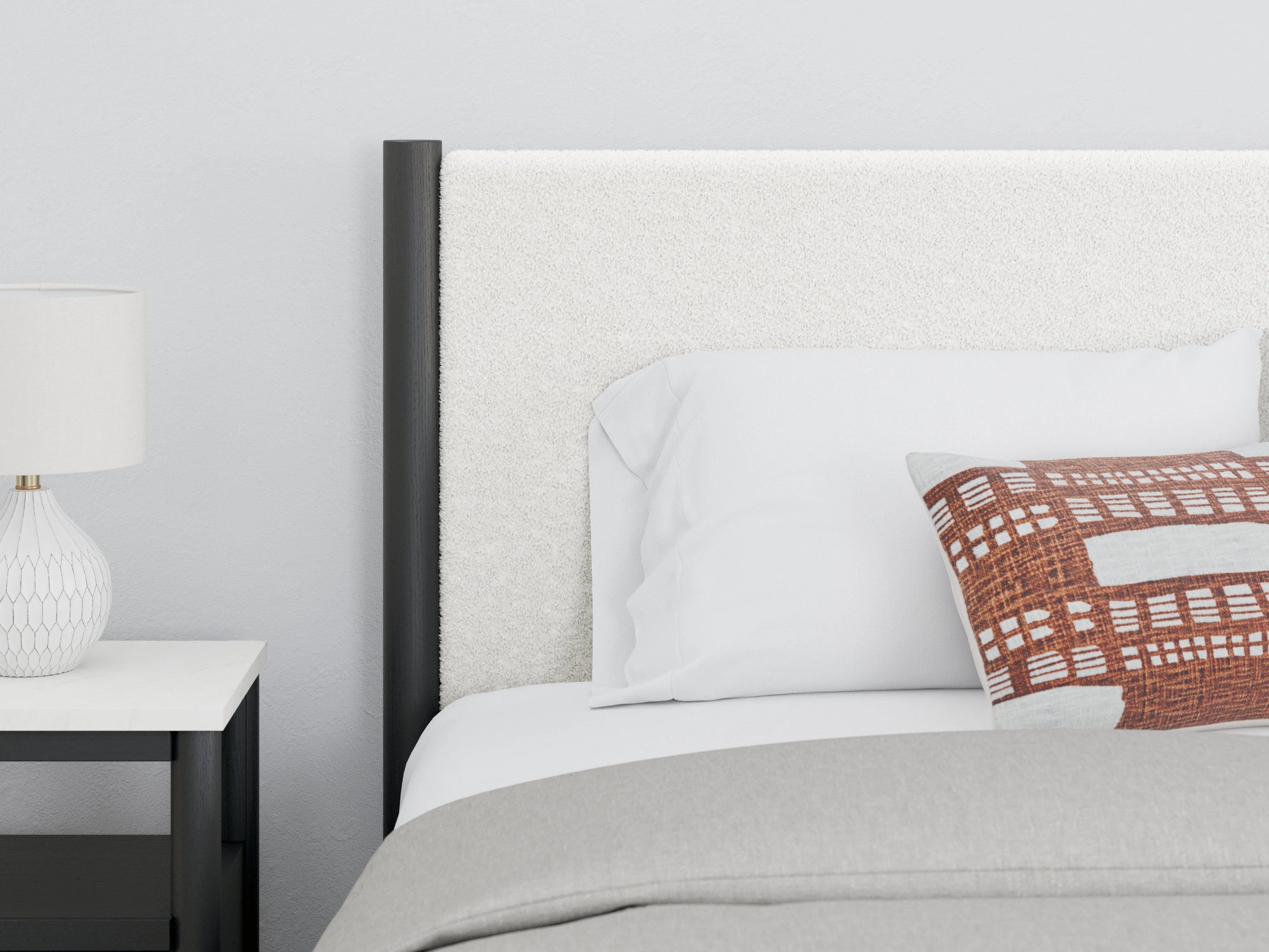 Cadmori Full Upholstered Panel Bed with Dresser in Black/White