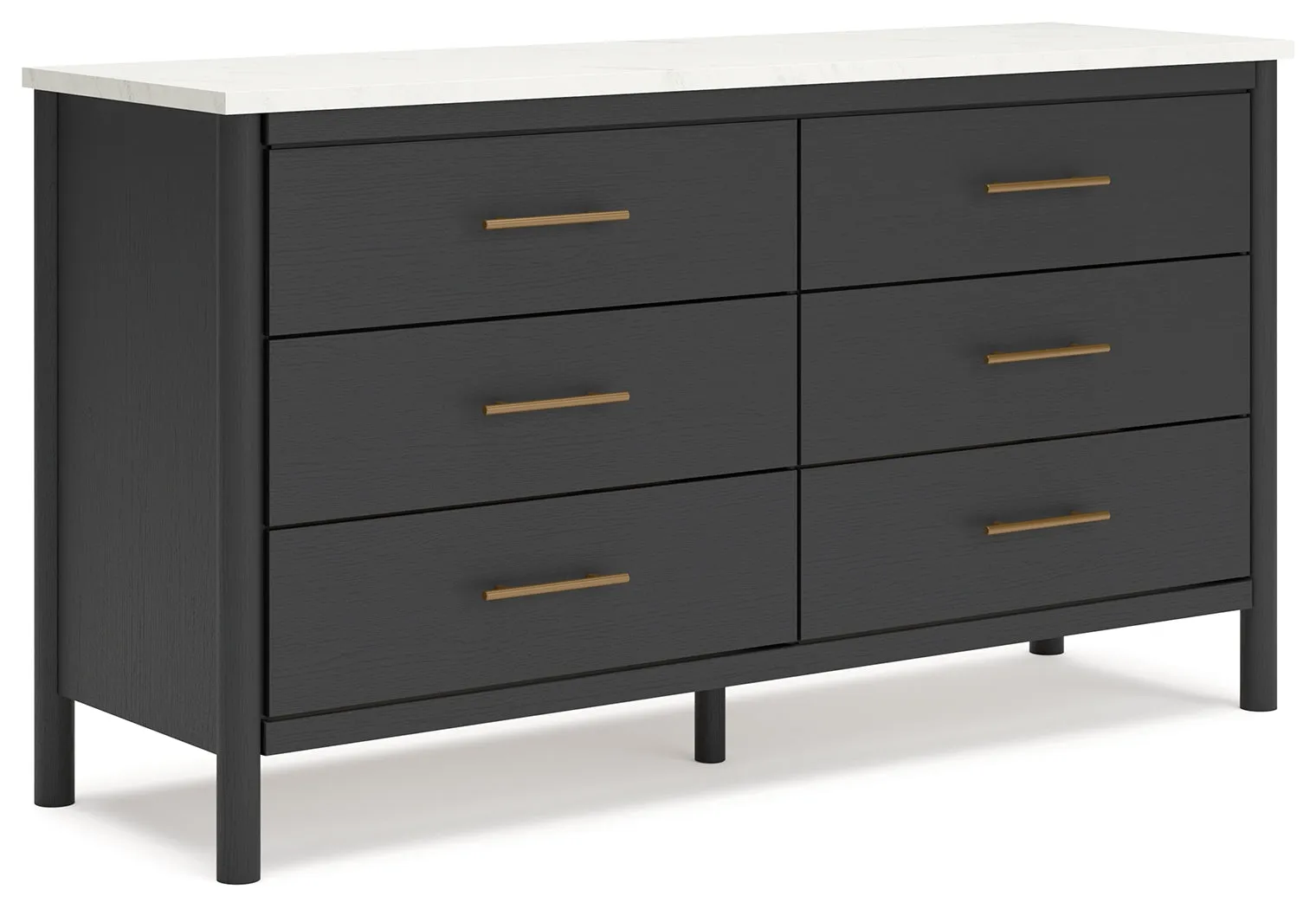Cadmori Full Upholstered Panel Bed with Dresser in Black/White