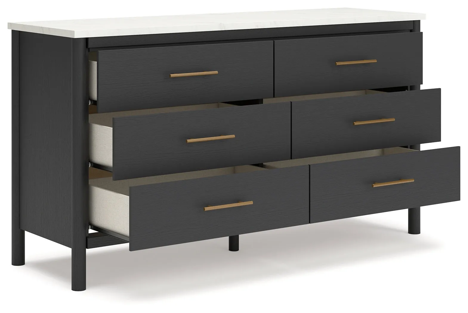 Cadmori Full Upholstered Panel Bed with Dresser in Black/White