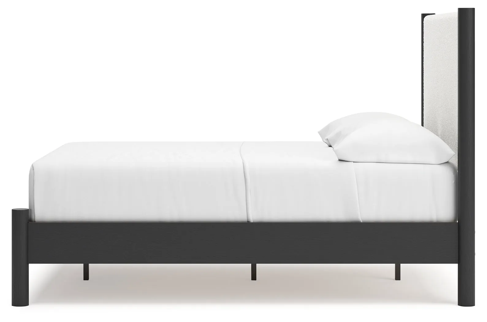 Cadmori Full Upholstered Panel Bed with Dresser in Black/White