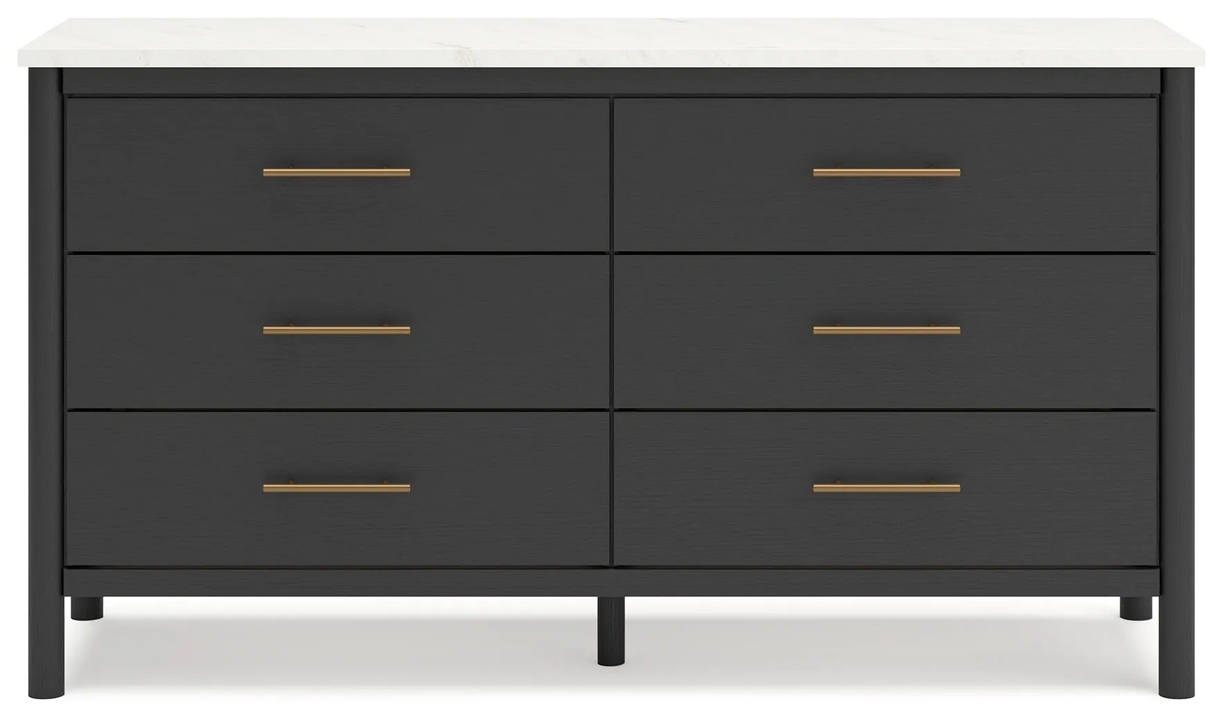 Cadmori Full Upholstered Panel Bed with Dresser in Black/White