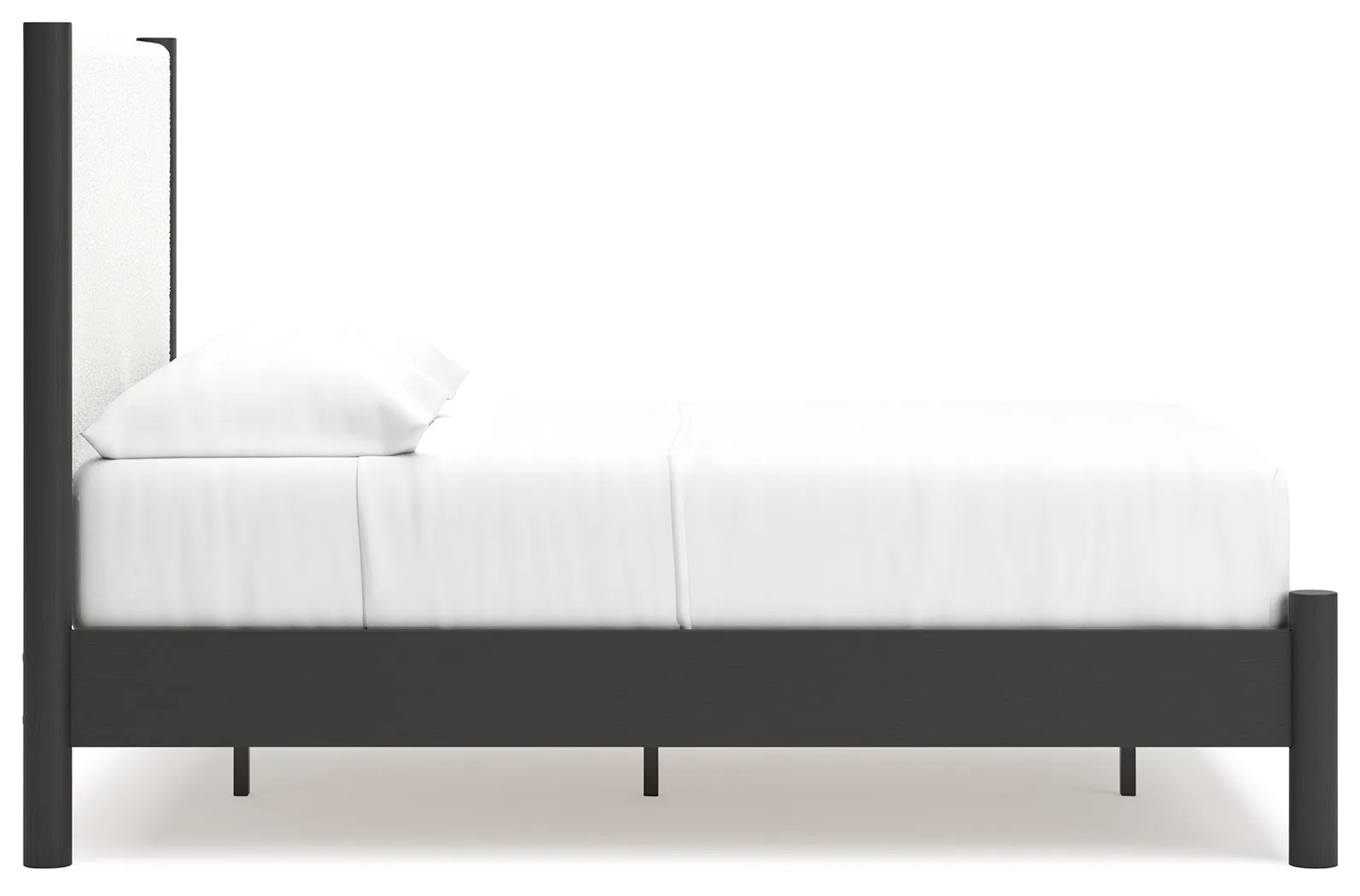 Cadmori Full Upholstered Panel Bed with Dresser in Black/White