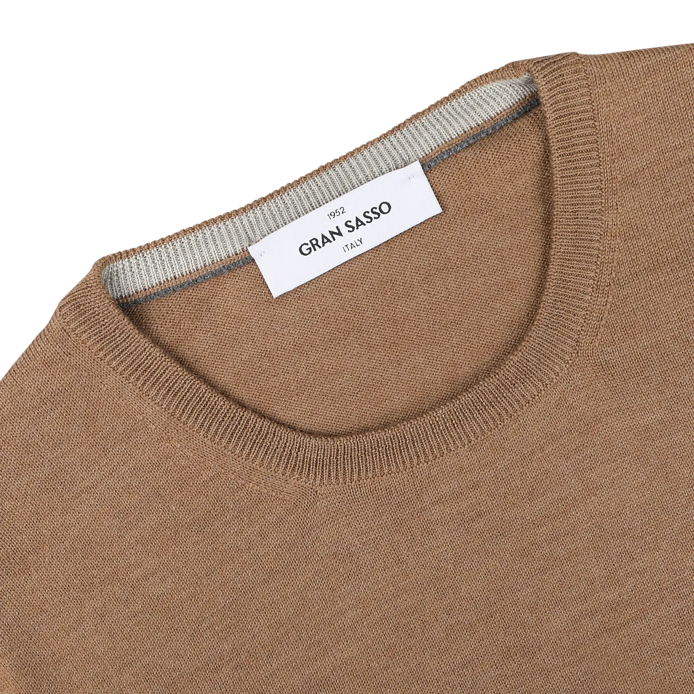 Camel Beige Extra Fine Merino Crew Neck