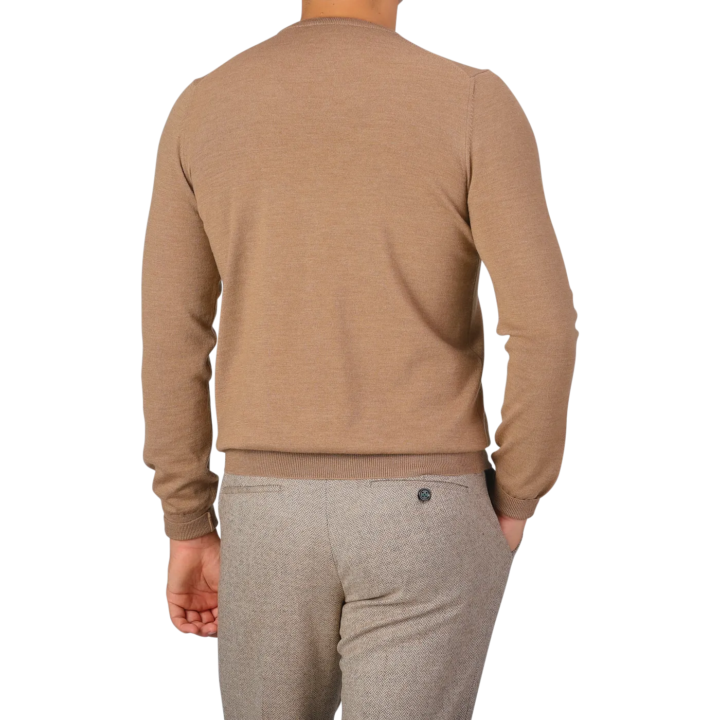 Camel Beige Extra Fine Merino Crew Neck