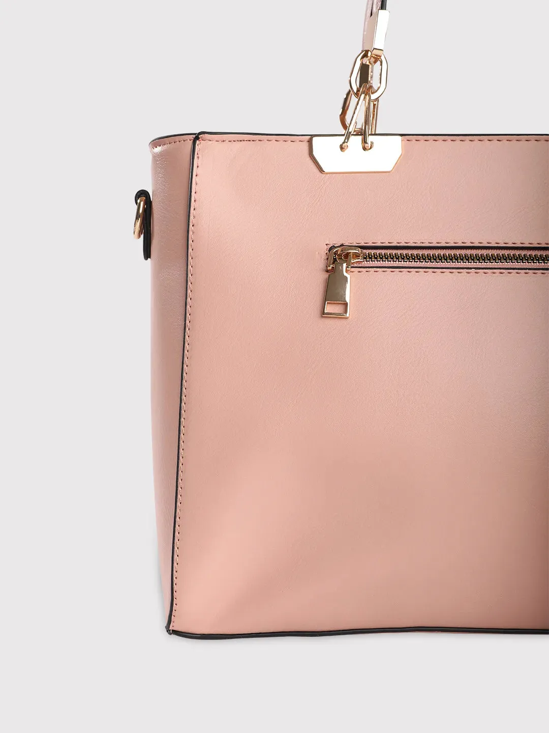 Caprese Ariana Tote Medium Self Deisgn Women'S Office Handbag Pink