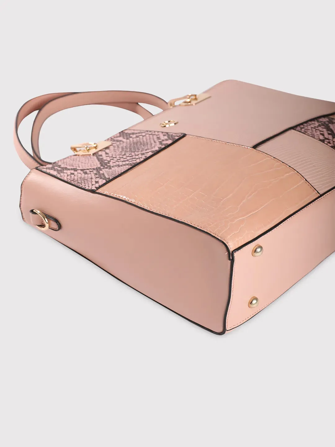 Caprese Ariana Tote Medium Self Deisgn Women'S Office Handbag Pink
