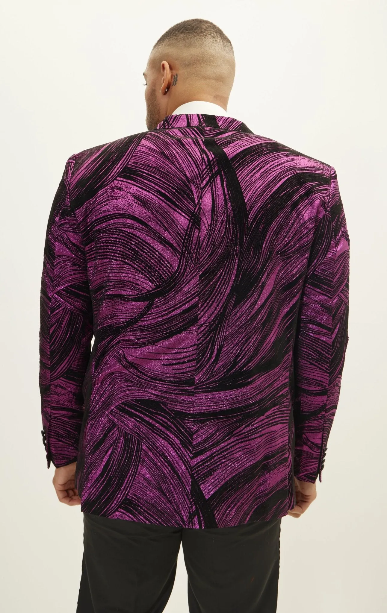 Cascading Peak Lapel Tuxedo Jacket - Pink